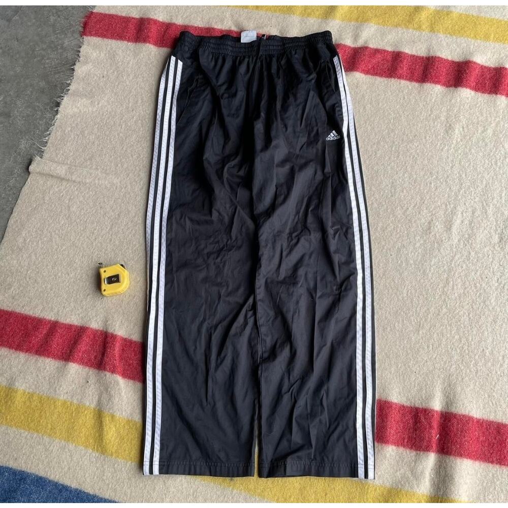 Vintage Men’s Y2K 2000s Adidas Three Stripe Swishy Track Sweatpants Size: Large